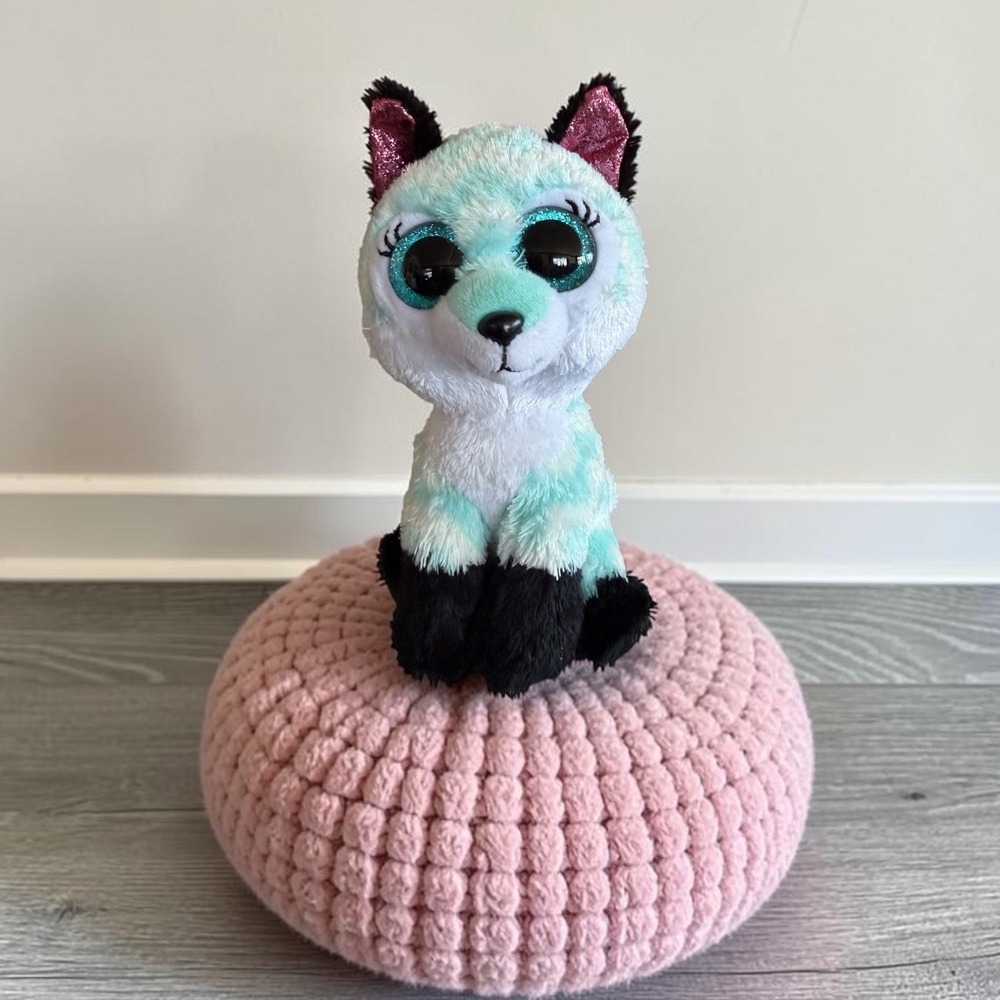 Ty Silk Beanie Boos Atlas The Chevron Fox 2021 - 9" - Aqua Blue Pink Sequin Ears